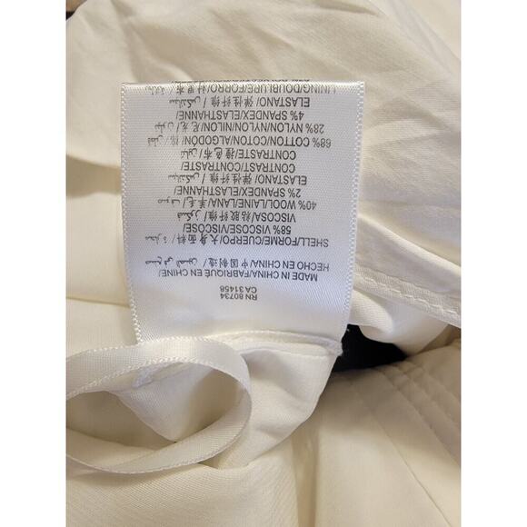 BCBG Maxazria Wide Leg Trouser Jumpsuit SZ 12 Ruffled Sleeveless White/Black - Picture 11 of 11